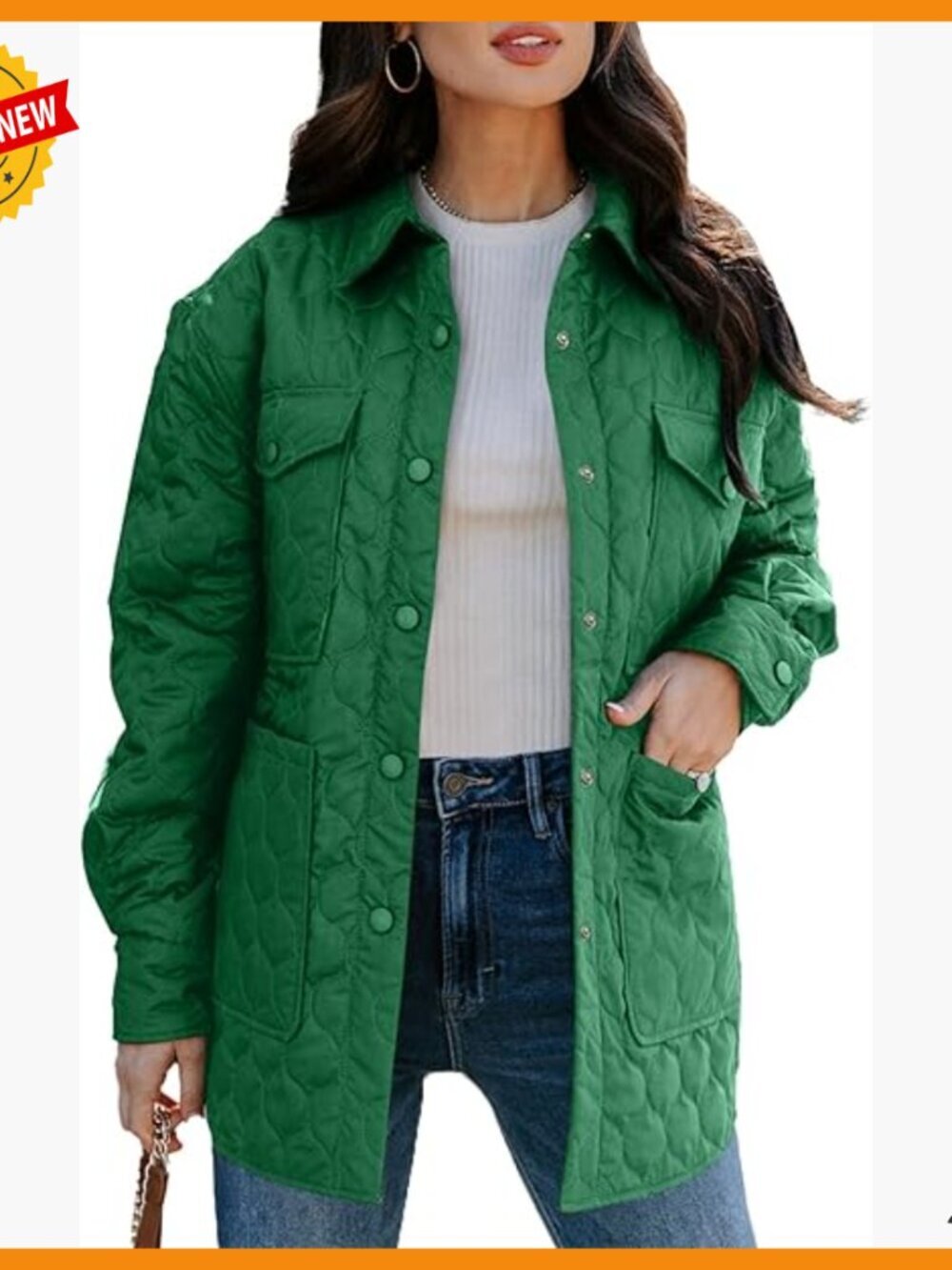 Lightweight Quilted Puffer Jacket Long Sleeve Button Down Winter Coat